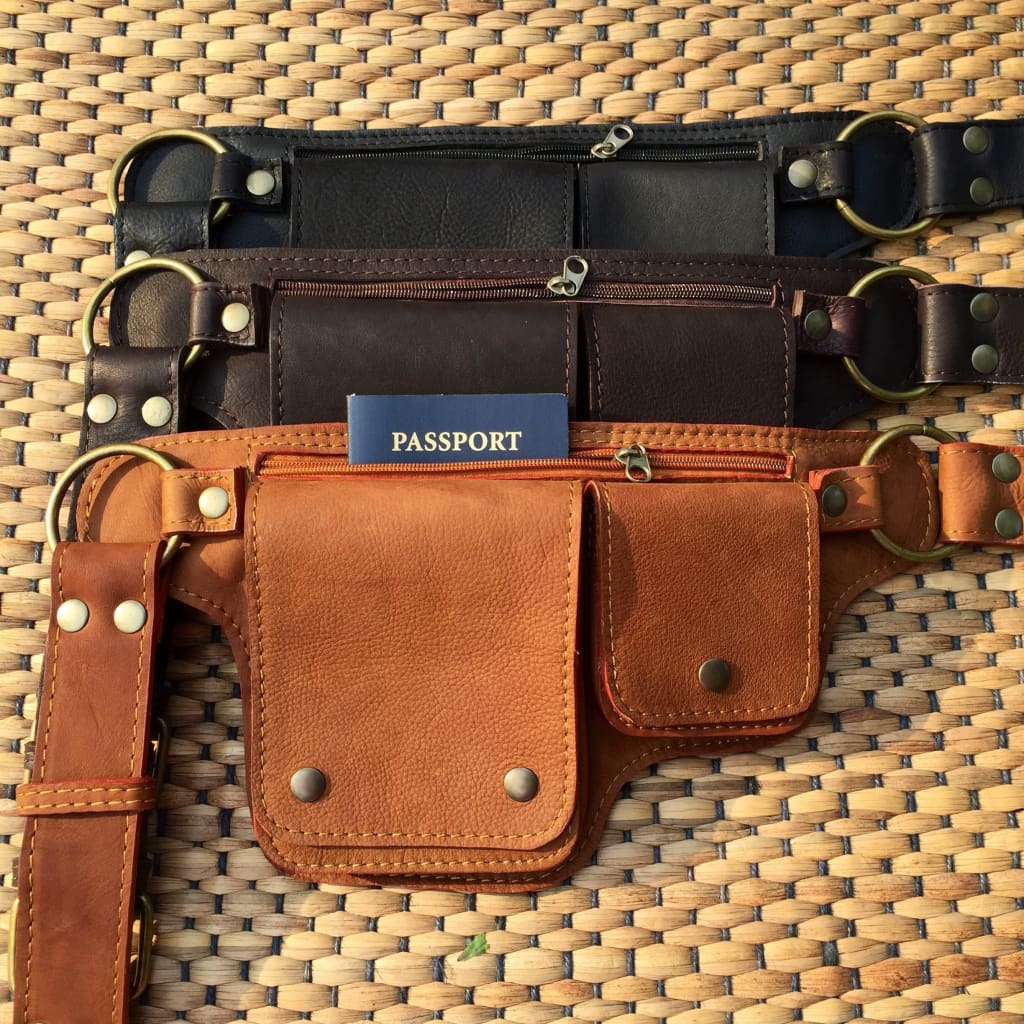 Leather Pocket Belt, Utility Hip Purse
