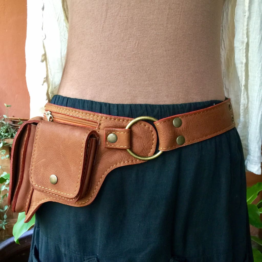 Panashe Genuine Leather Utility Belt Waist Bag Brown - Price in