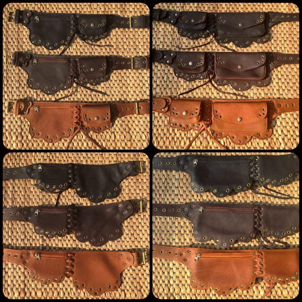 Panashe Black Leather Utility Belt Bag - Free Size Waist Pack with Multiple  Pockets