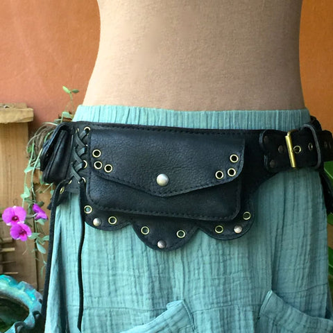 Leather Utility Belt Bag  | Hip Purse | Women's Festival Fanny Pack - LOTUS