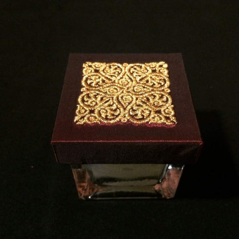 Neroli Scented Candle / Glass Box / Thai Design - Red / Gold